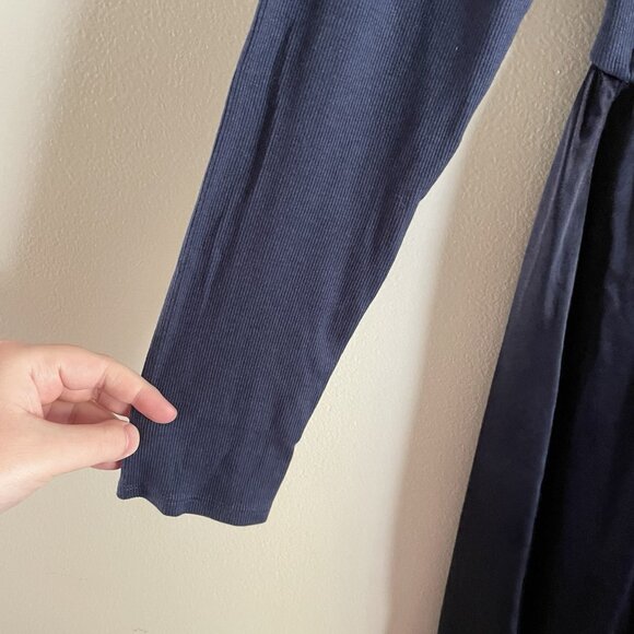 Michael Stars LP Nocturnal Blue V-Neck Long Sleeve Sutton Mixed Media Dress NWT - Picture 5 of 13